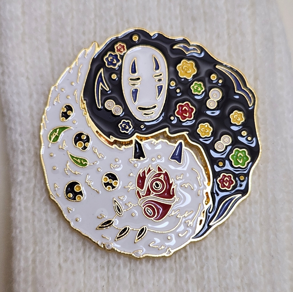 Yin Yang NoFace Spirited Away Studio Ghibli Enamel Pin